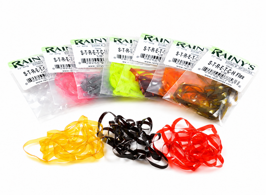 STRETCH Flex stretch cords set in clear, yellow, black, and red with card packages