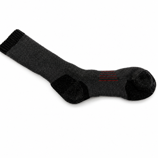 Simms wading socks, gunmetal dark gray, ribbed cuff and cushioned foot
