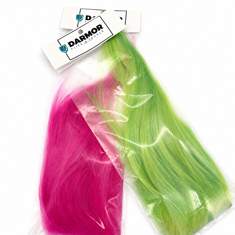 Load image into Gallery viewer, Goat fur hair bundle, two-tone green and pink
