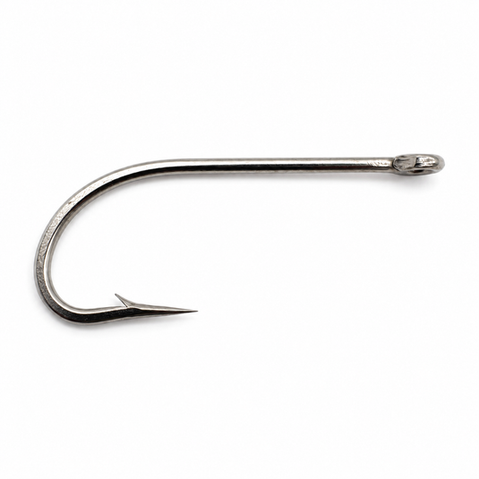 DFT stainless steel saltwater hook, curved J shape with barb