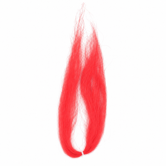 Short yak hair tuft, bright red, wispy long strands