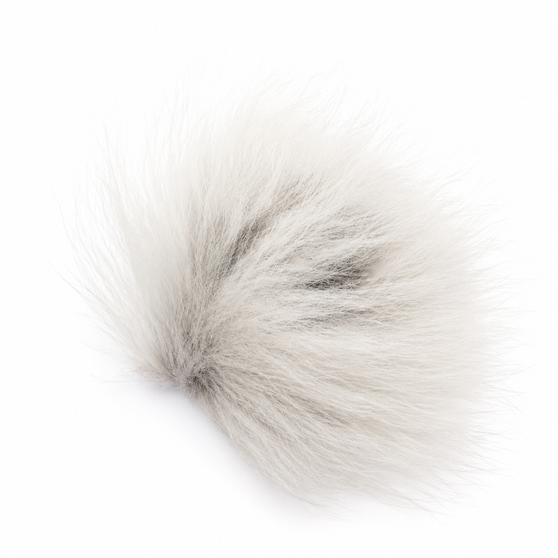 Load image into Gallery viewer, White arctic fox fur pom-pom, fluffy plush texture
