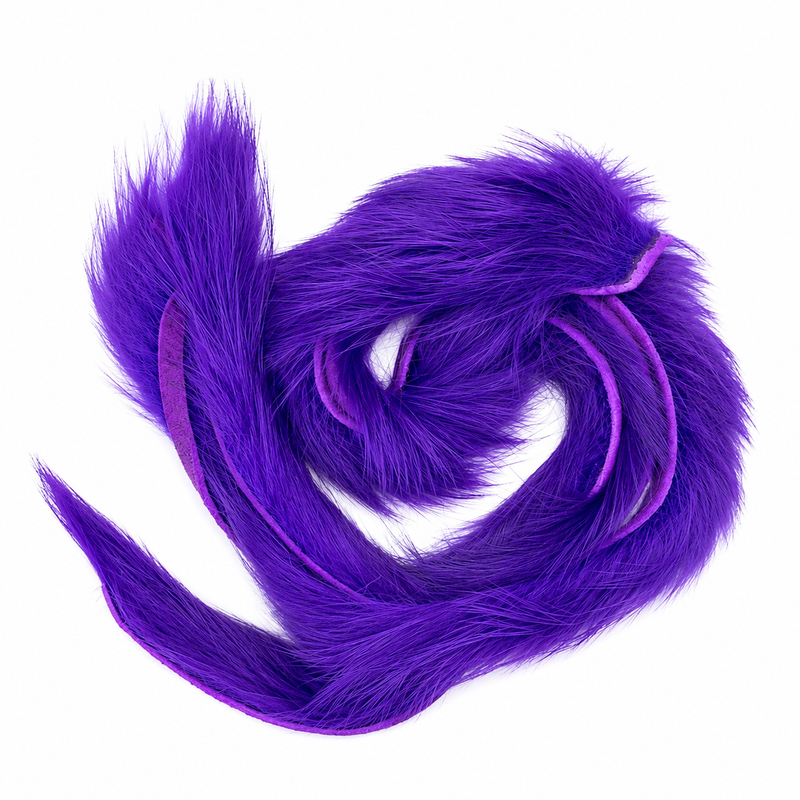 Load image into Gallery viewer, Purple rabbit fur strips in long curled loops
