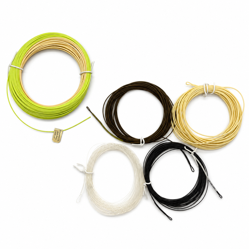 Load image into Gallery viewer, VersiTip II fly line leaders set with green, black, yellow and white coils
