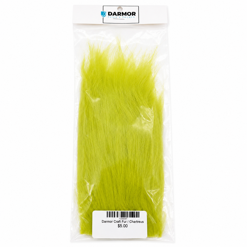 Load image into Gallery viewer, Craft fur, chartreuse green, packaged bundle of fuzzy strands
