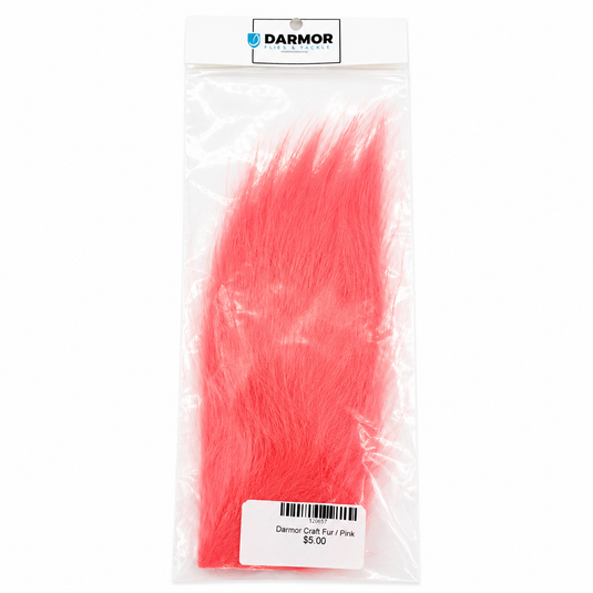 Craft fur, pink-red, packaged bundle of fuzzy strands