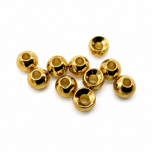 Gold-tone tungsten beads, round cup beads with center holes, small cluster