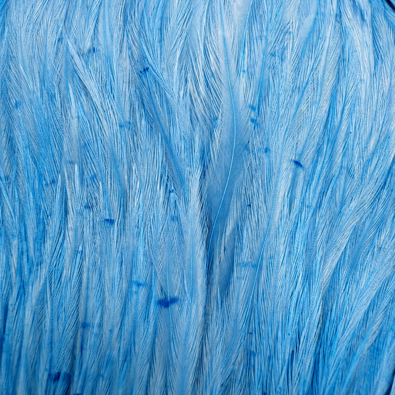 Load image into Gallery viewer, Blue feather-like fringe cape fabric close-up
