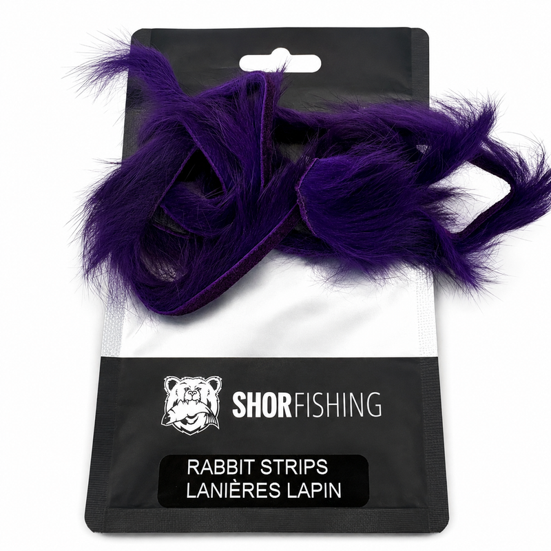 Load image into Gallery viewer, Purple rabbit fur strips in a retail package
