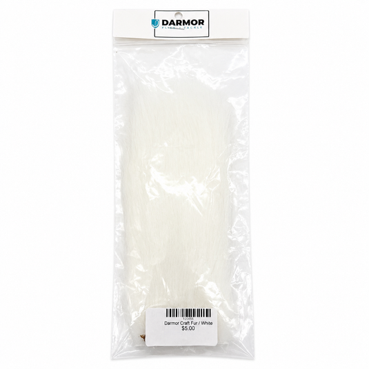 Craft fur, white, packaged bundle of fuzzy strands