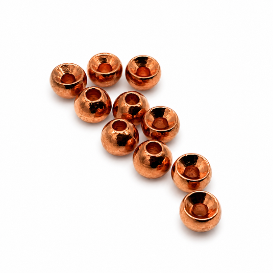 Copper-tone tungsten beads, round cup beads with center holes, small cluster