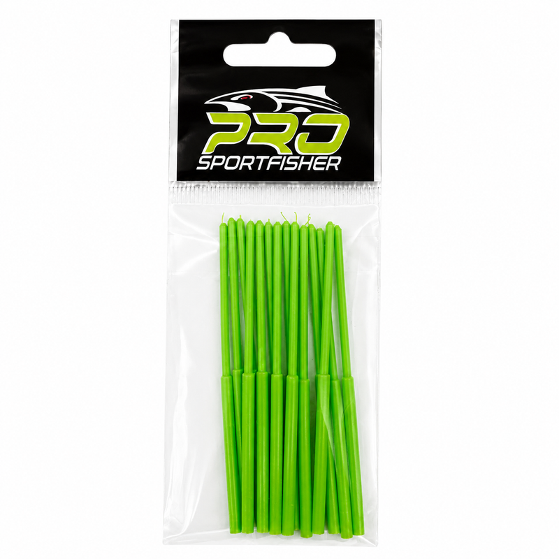Load image into Gallery viewer, Green flexible fishing bait tubes in a retail pack
