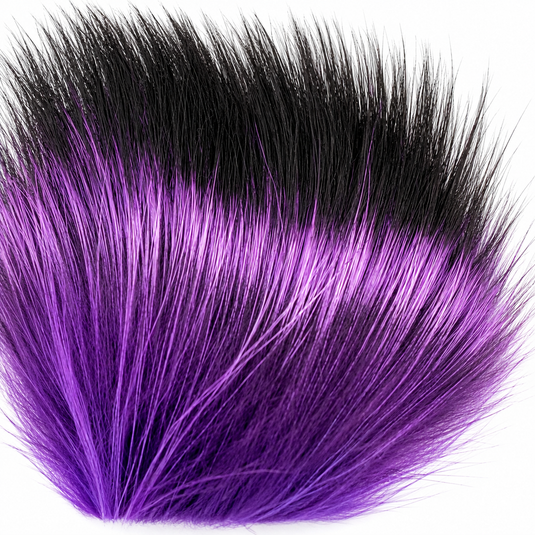 Short-dyed silver fox fur swatch, purple with black-tipped fibers