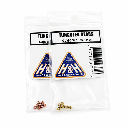 Tungsten bead packs: two small bags labeled Copper and Gold with round beads visible