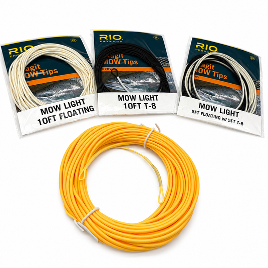 Bright orange floating fly line spool with coiled line