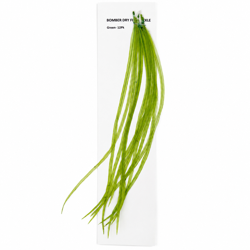 Load image into Gallery viewer, Green dry fly hackle fibers, bundled strands for fly tying
