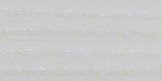Fishing lure tube strands in white with subtle iridescent glitter speckles