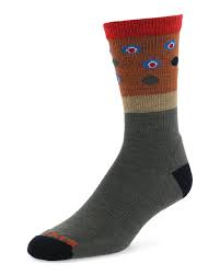 Load image into Gallery viewer, Men's daily sock in dark gray with orange upper and eye-dot graphic, black toe
