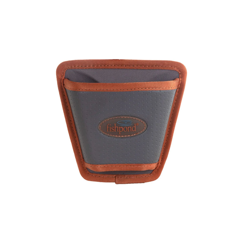 Load image into Gallery viewer, Fishpond net holster with gray net pocket and brown trim, Fishpond logo patch
