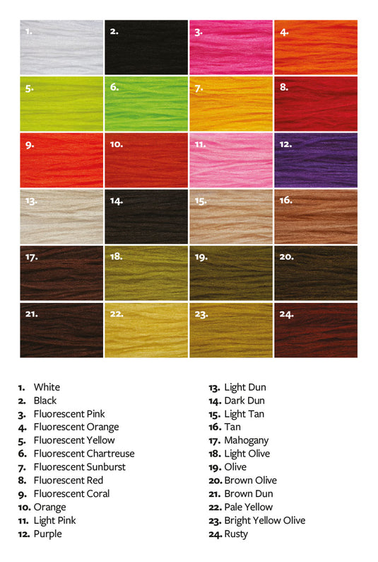 Parapost yarn color swatch chart with multiple fluorescent shades