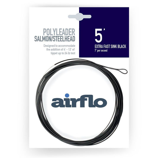 Fishing polyleader line (5 ft) in extra fast sink black, coiled with loop end