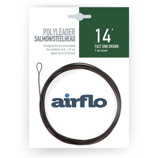 Airflo polyleader line, fast sink 14ft, dark brown with looped end