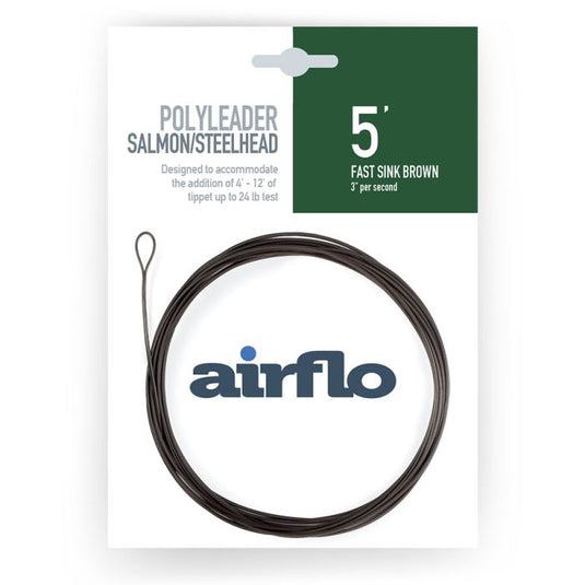 Fishing polyleader line (5 ft) in fast sink brown, coiled with loop end