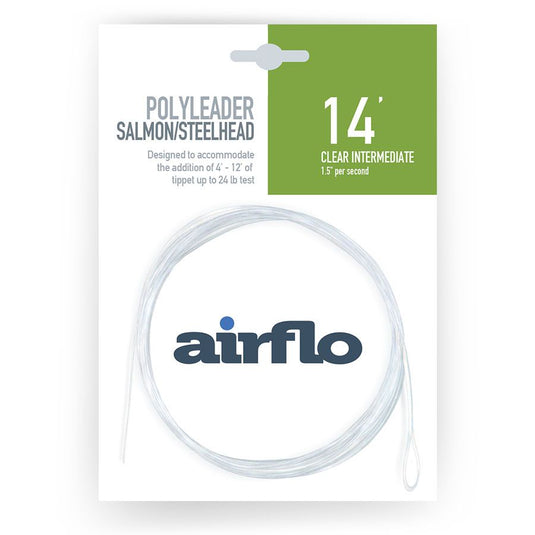 Airflo polyleader line, clear intermediate 14ft, light blue with loop end