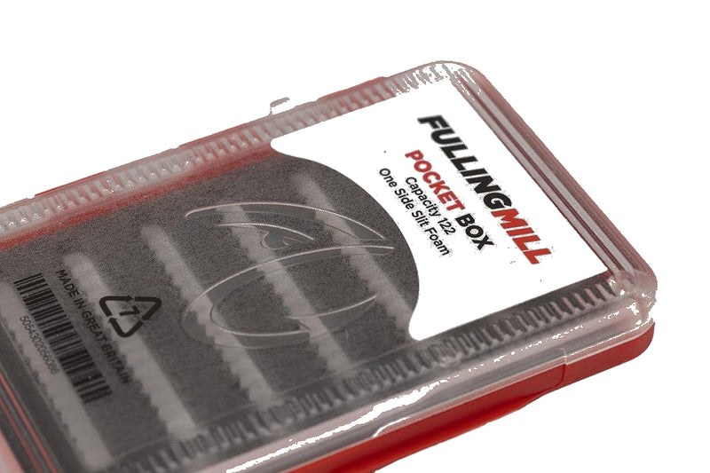 Load image into Gallery viewer, Pocket box with clear lid, dark gray insert, blue-accented label
