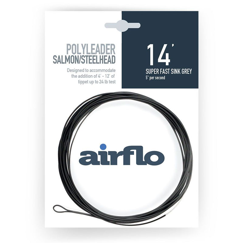 Load image into Gallery viewer, Airflo polyleader line, super fast sink 14ft, dark gray-black with looped end
