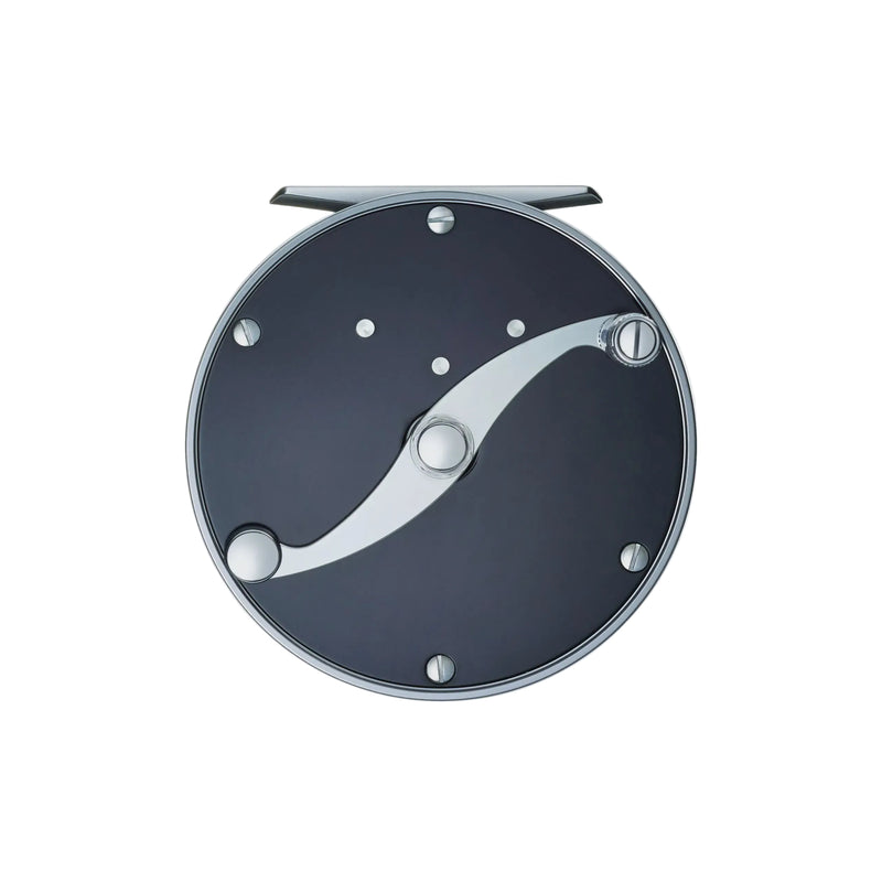 Load image into Gallery viewer, Loop Classic Series reel with dark blue face, silver handle, and light dot accents
