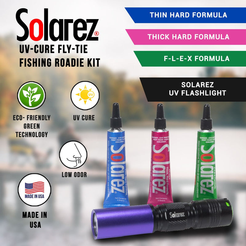 Load image into Gallery viewer, Roadie kit card featuring UV-cure tubes and a Solarez UV flashlight
