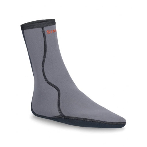 Neoprene wading socks in light gray with dark ankle cuff trim