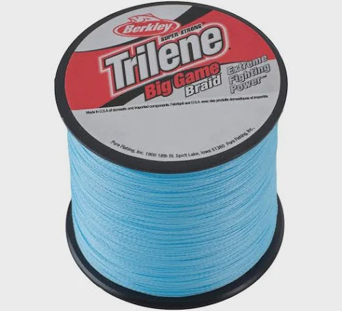 Berkley Trilene Big Game Braid fishing line spool, blue braided line