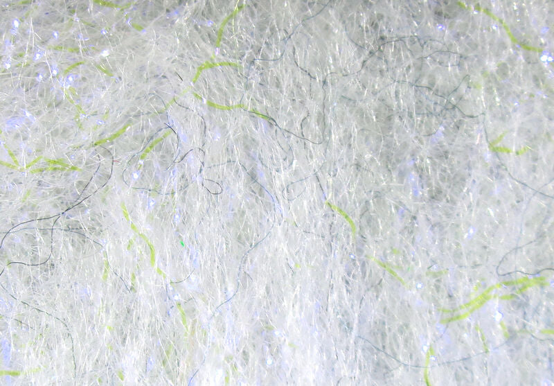 Load image into Gallery viewer, Laser Dub fly-tying dubbing, white with light green strands
