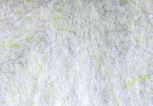 Laser Dub fly-tying dubbing, white with light green strands