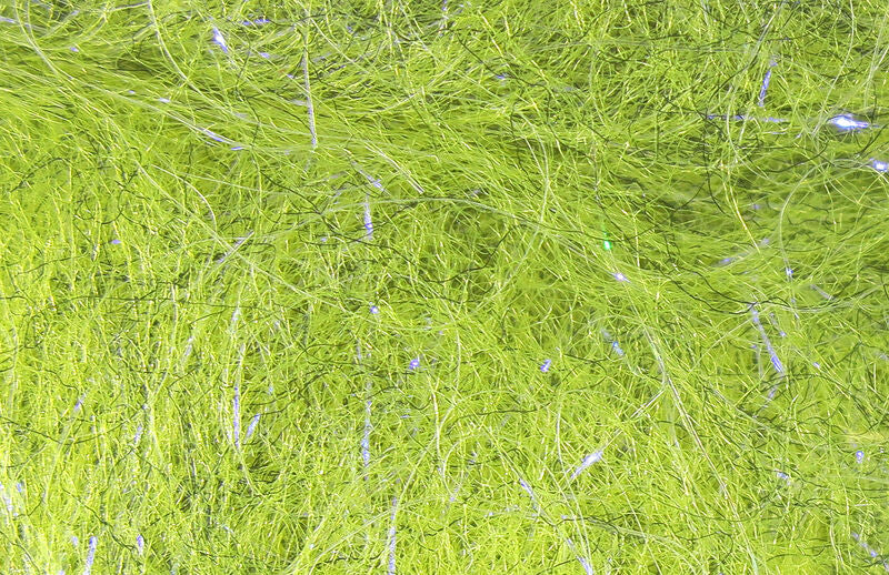 Load image into Gallery viewer, Laser Dub fly-tying dubbing, lime green with blue shimmering fibers
