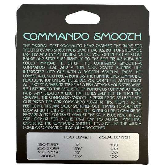 OPST Commando Smooch integrated fishing line package with size chart