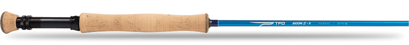 Load image into Gallery viewer, TFO Axiom II-X fishing rod, blue blank with cork handle and reel seat
