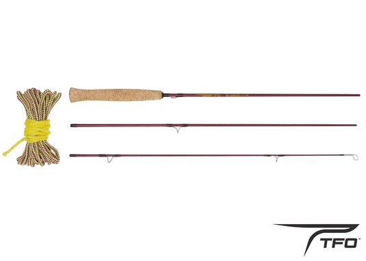 Bug launcher rod set with three metal sections and yellow fabric launcher pouch