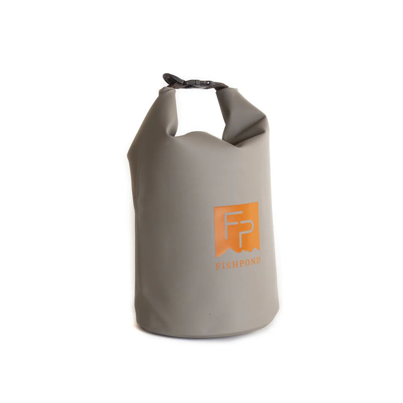 Load image into Gallery viewer, Gray roll-top dry bag with Fishpond logo patch
