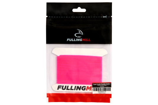 Medium chenille thread on card, hot pink super suede chenille