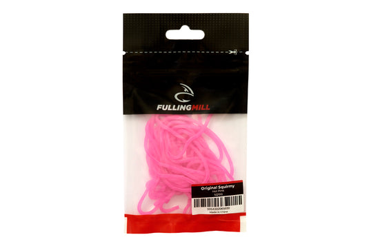 Hot pink Squirmy fly-tying material, packaged bunch