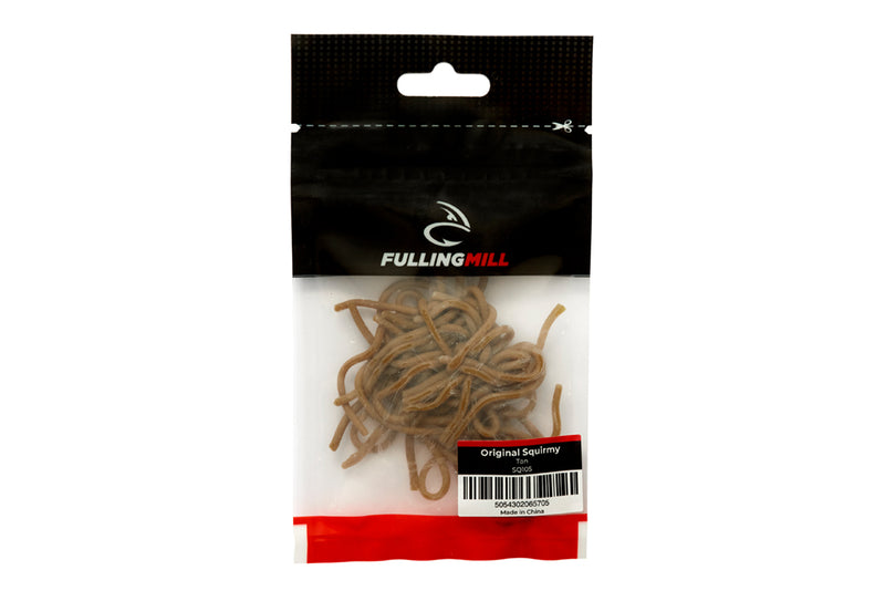 Load image into Gallery viewer, Tan Squirmy fly-tying material, packaged bunch
