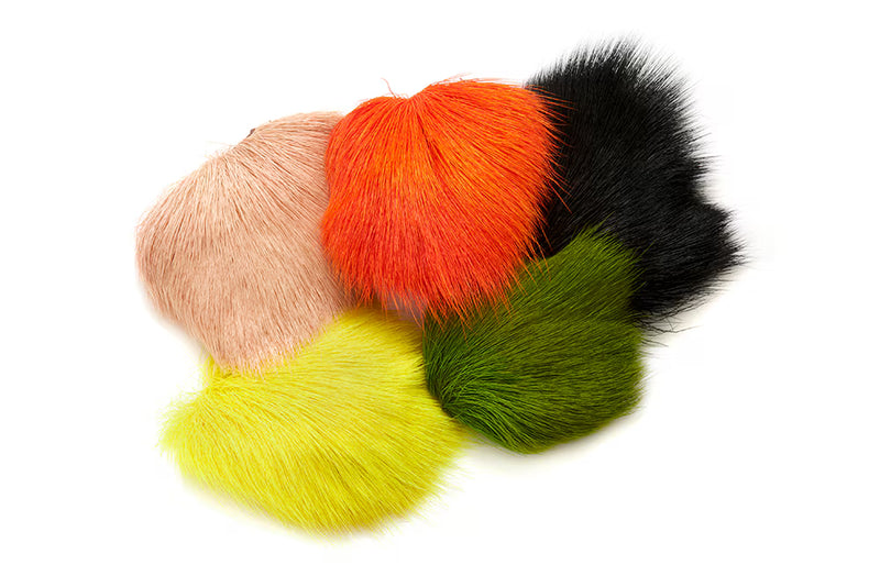 Load image into Gallery viewer, Deer belly hair tufts: peach, orange, black, fluorescent green and yellow
