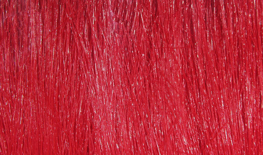 Red craft fur strands for fly tying, dense long pile
